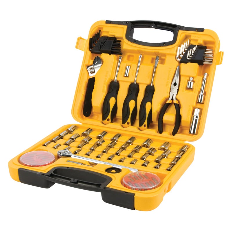 Performance Tool W1538 SAE/Metric Garage Tool Set for House Repairs and Projects, Yellow, 94 Pieces - Image 1